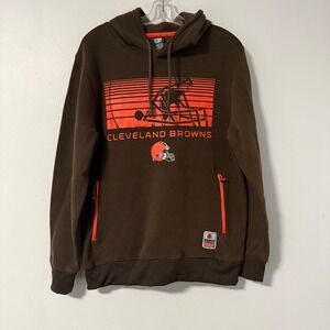 NFL Team Apparel Cleveland Browns Brown Hoodie Sweatshirt Men's Medium Polyester